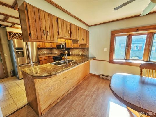 Interior, Kitchen, Stainless Steel Appliances, Wood Texture Flooring