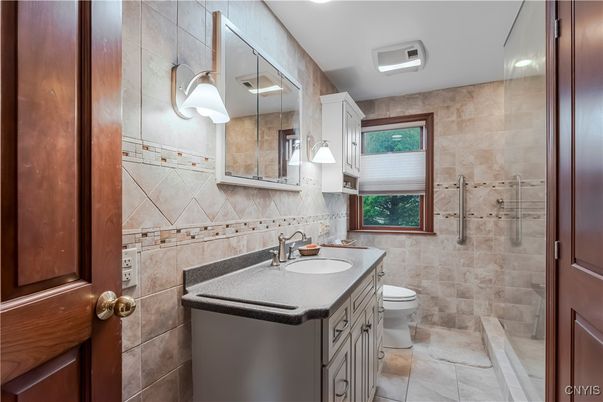 Bathroom, Glass Shower, Interior, Recessed Lighting