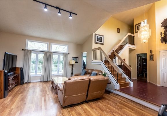 Chandelier, Interior, Living room, Wood Texture Flooring