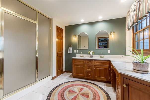 Bathroom, Dual Sink Vanities, Glass Shower, Interior, Recessed Lighting