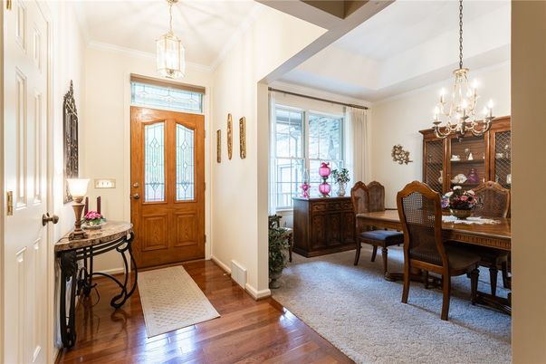 Chandelier, Dining room, Interior, Pendant Lights, Wood Texture Flooring