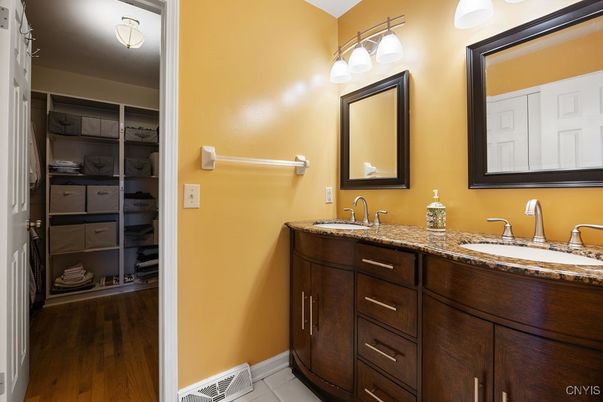 Bathroom, Dual Sink Vanities, Interior, Wood Texture Flooring