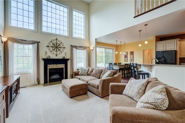 Dining room, Fireplace, Interior, Kitchen, Living room, Pendant Lights