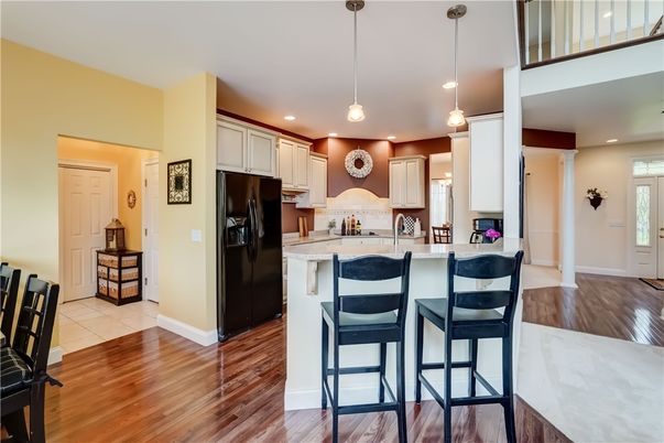 Interior, Kitchen, Pendant Lights, Recessed Lighting, Wood Texture Flooring