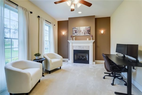 Fireplace, Home Office, Interior, Recessed Lighting