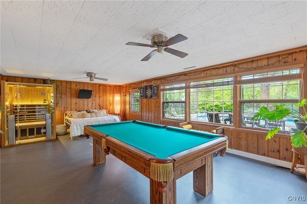 Billiard Table, Game Room, Interior, Wooden Walls