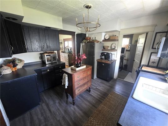 Chandelier, Interior, Kitchen, Pendant Lights, Wood Texture Flooring