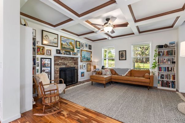 Fireplace, Interior, Living room, Wooden Beams, Wood Texture Flooring