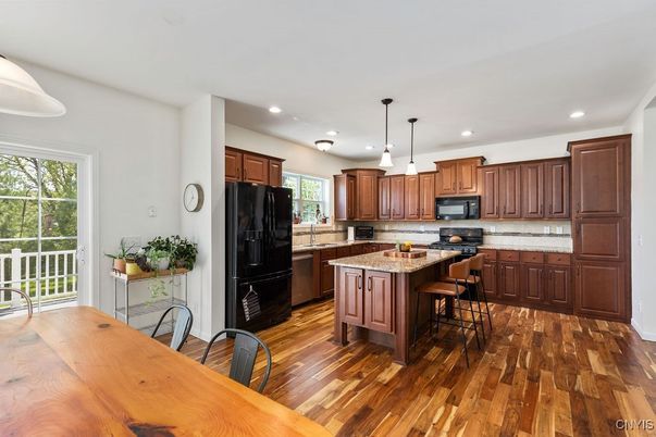 Interior, Kitchen, Pendant Lights, Recessed Lighting, Wood Texture Flooring