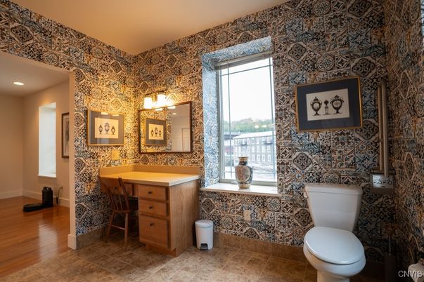 Bathroom, Interior, Recessed Lighting, Wood Texture Flooring