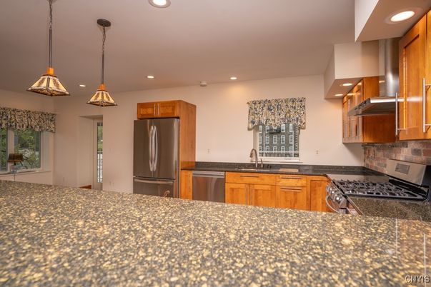 Interior, Kitchen, Pendant Lights, Recessed Lighting, Stainless Steel Appliances