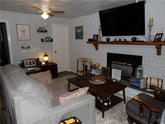 Fireplace, Interior, Living room, Stone Walls, Wood Texture Flooring