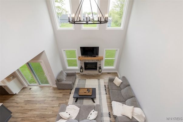 Chandelier, Fireplace, Interior, Living room, Wood Texture Flooring