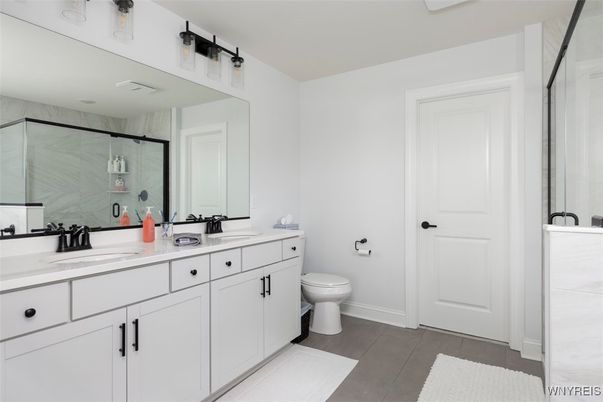 Bathroom, Dual Sink Vanities, Interior, Wood Texture Flooring