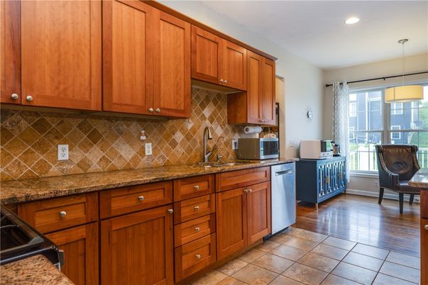 Interior, Kitchen, Pendant Lights, Recessed Lighting, Wood Texture Flooring