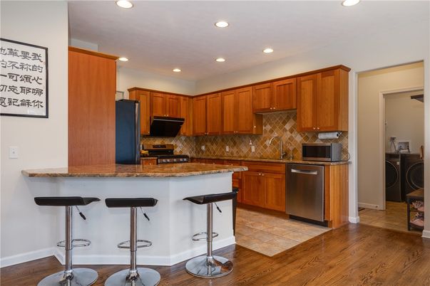 Interior, Kitchen, Recessed Lighting, Wood Texture Flooring