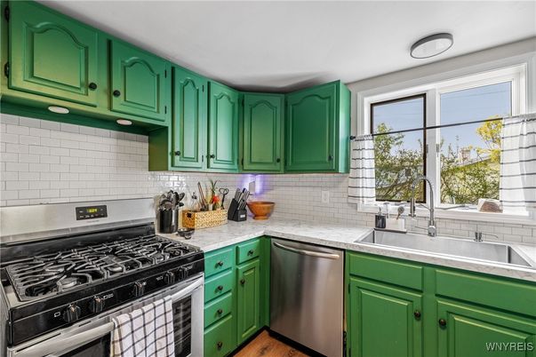 Interior, Kitchen, Stainless Steel Appliances, Wood Texture Flooring