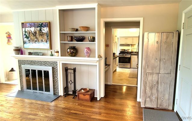 Fireplace, Interior, Kitchen, Wood Texture Flooring