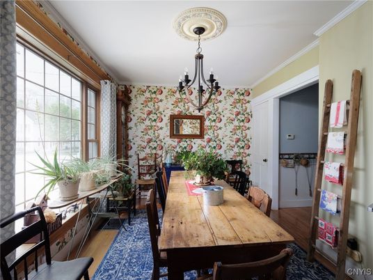 Chandelier, Dining room, Interior, Wood Texture Flooring