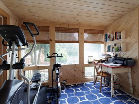Fitness Equipment, Home Office, Interior, Wooden Ceilings, Wooden Walls
