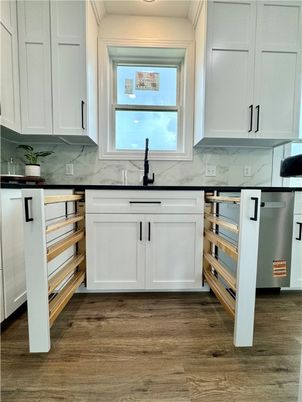 Interior, Kitchen, Marble Walls, Wood Texture Flooring