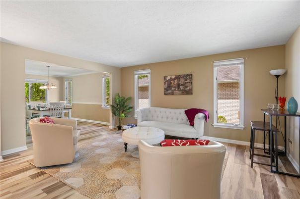 Dining room, Interior, Living room, Pendant Lights, Wood Texture Flooring