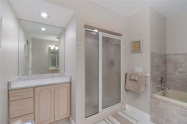 Bathroom, Glass Shower, Interior, Recessed Lighting