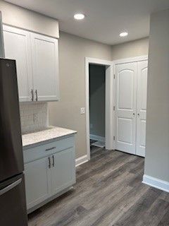 Interior, Kitchen, Recessed Lighting, Wood Texture Flooring