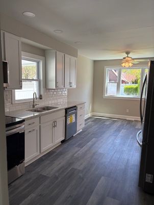 Interior, Kitchen, Recessed Lighting, Wood Texture Flooring