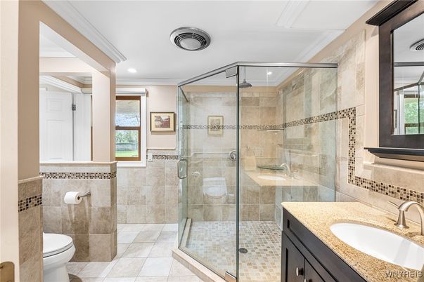 Bathroom, Glass Shower, Interior, Recessed Lighting