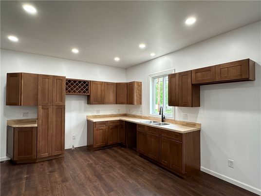Interior, Kitchen, Recessed Lighting, Wood Texture Flooring