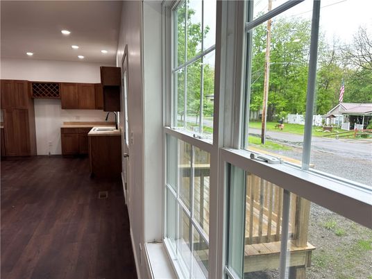 Interior, Kitchen, Recessed Lighting, Washer, Wood Texture Flooring