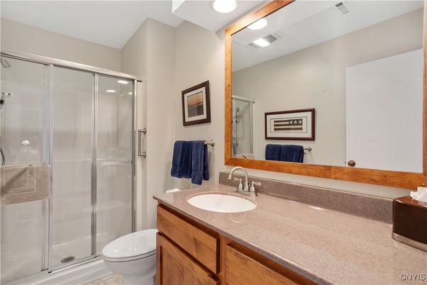Bathroom, Glass Shower, Interior, Recessed Lighting