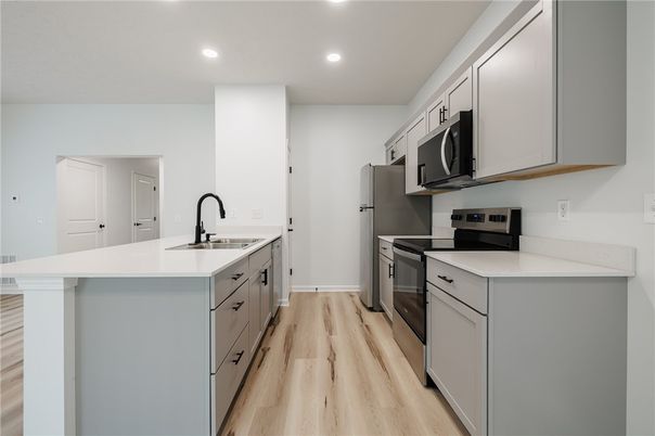 Interior, Kitchen, Recessed Lighting, Wood Texture Flooring