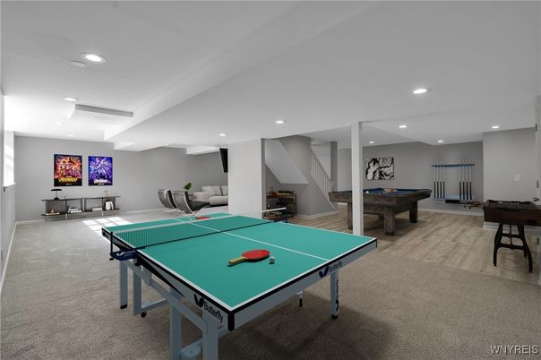Billiard Table, Game Room, Interior, Recessed Lighting