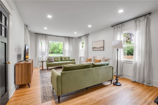 Interior, Living room, Recessed Lighting, Wood Texture Flooring