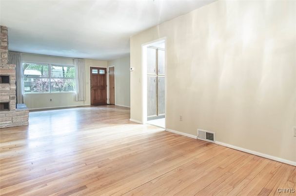 Empty room, Fireplace, Interior, Wood Texture Flooring