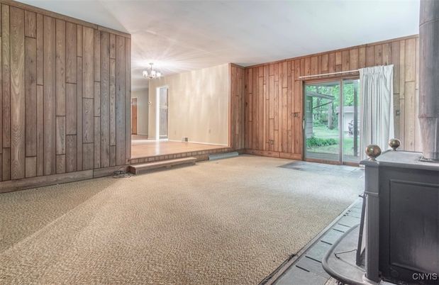 Chandelier, Empty room, Interior, Wooden Walls