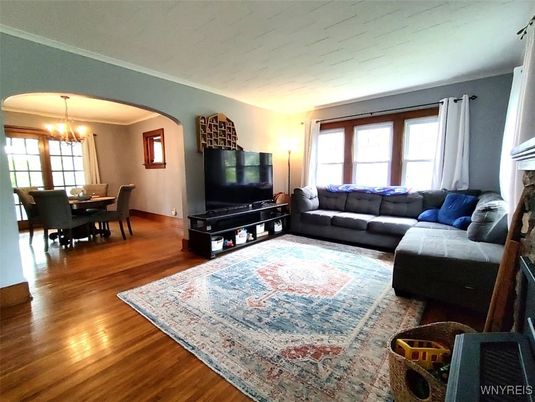 Chandelier, Dining room, Fireplace, Interior, Living room, Wood Texture Flooring