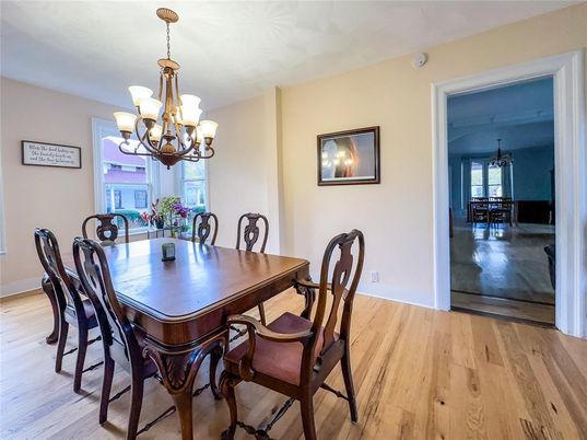 Chandelier, Dining room, Interior, Wood Texture Flooring