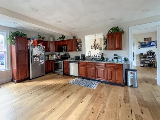 Interior, Kitchen, Stainless Steel Appliances, Wood Texture Flooring