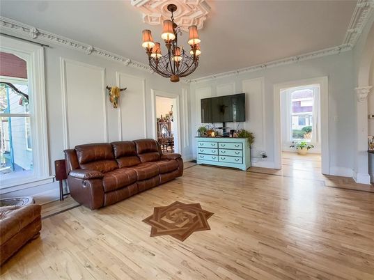 Chandelier, Interior, Living room, Wood Texture Flooring