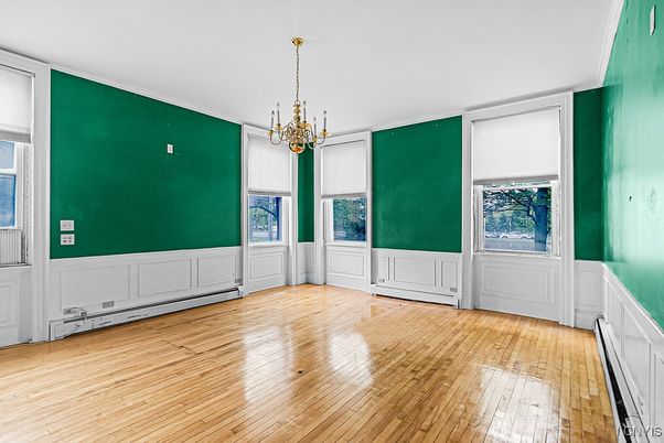 Empty room, Interior, Pendant Lights, Wood Texture Flooring