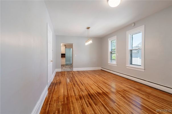 Chandelier, Empty room, Interior, Pendant Lights, Wood Texture Flooring