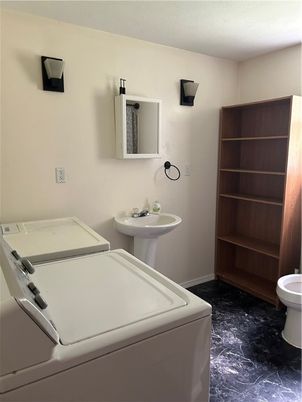 Bathroom, Dual Sink Vanities, Interior, Marble, Washer
