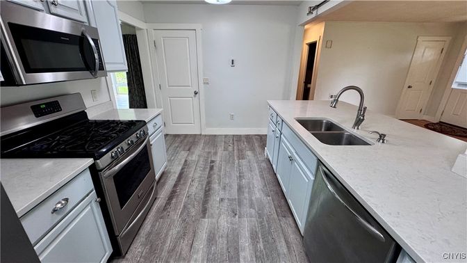 Interior, Kitchen, Stainless Steel Appliances, Wood Texture Flooring