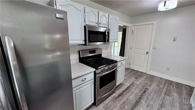 Interior, Kitchen, Stainless Steel Appliances, Wood Texture Flooring