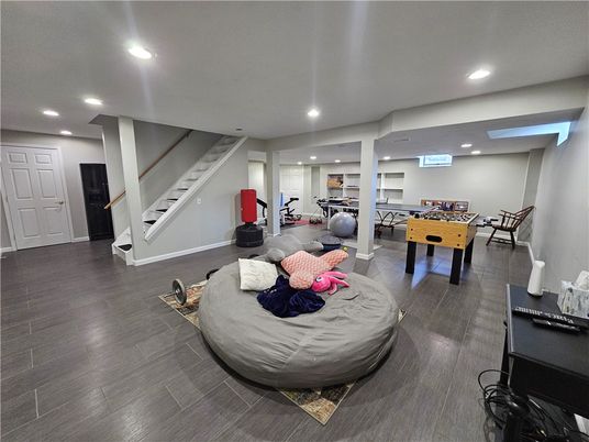 Fitness Equipment, Game Room, Interior, Recessed Lighting, Wood Texture Flooring