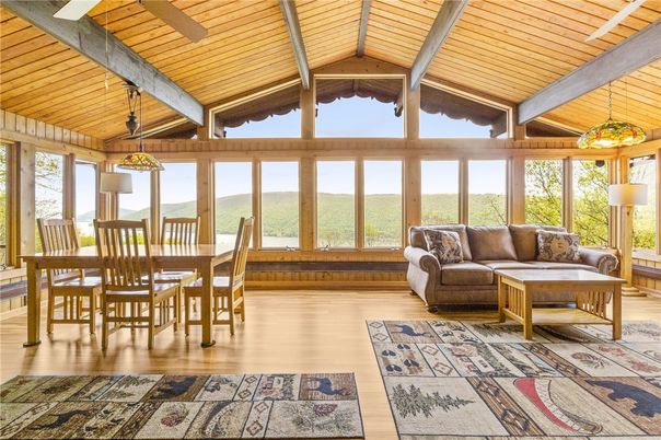 Dining room, Interior, Pendant Lights, Sun Room, Wooden Beams, Wooden Ceilings, Wood Texture Flooring