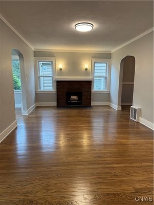 Empty room, Fireplace, Interior, Wood Texture Flooring